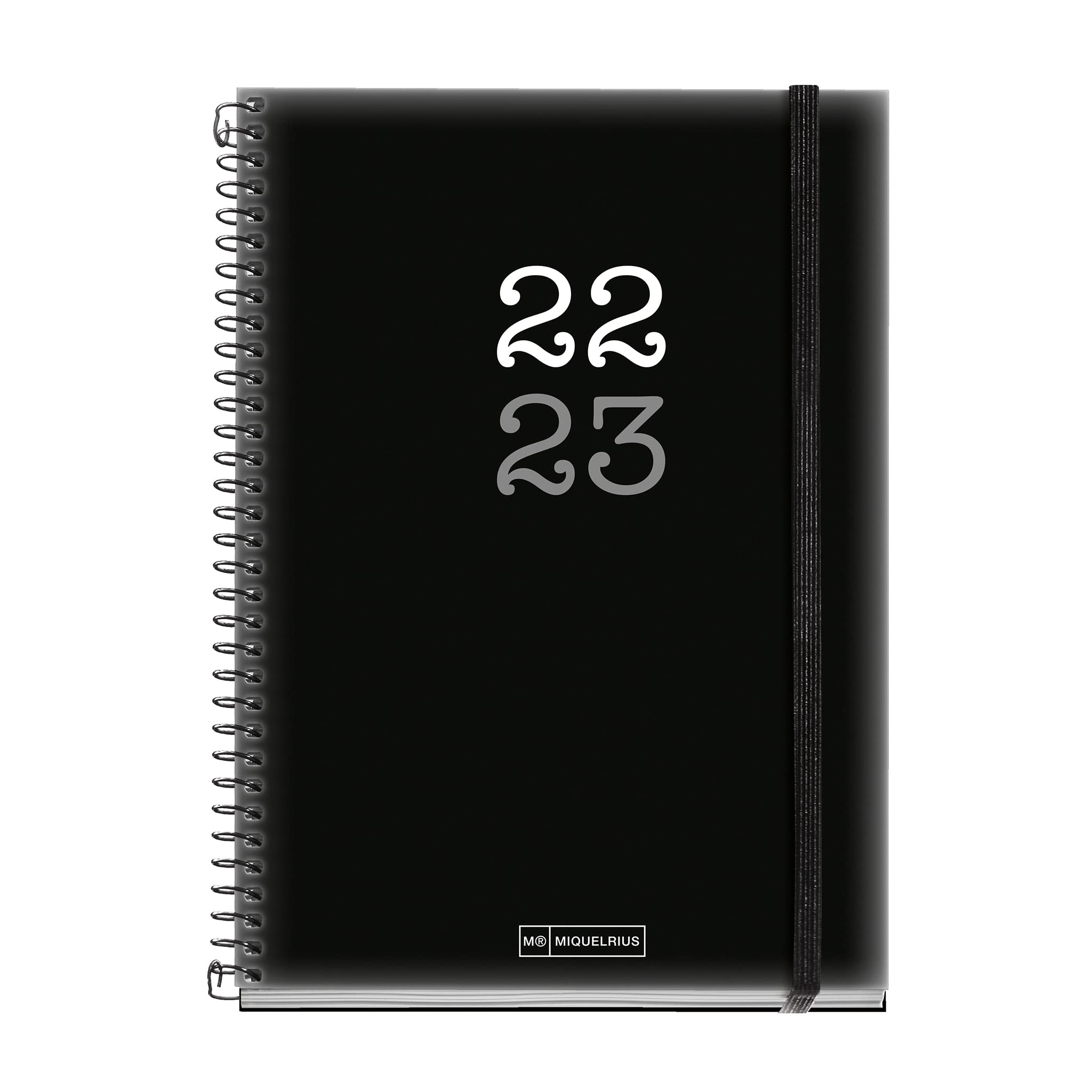 Miquelrius - Agenda September 2022 June 2023 - Day Page - Plus Size 15 x 21.3 cm - Bilingual: Spanish, English - College - Black (MR26270)