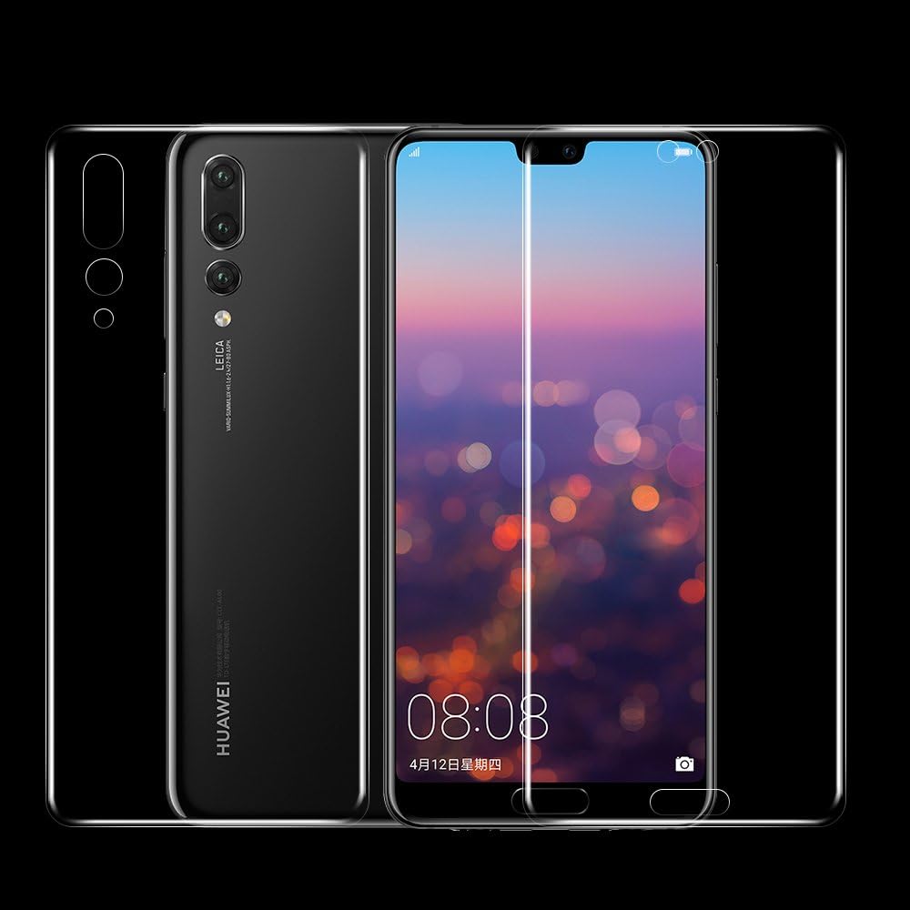 ONICO Screen Protector For Huawei P20 Pro,Plastic HD Self-Healing Case-Friendly Curved Full Coverage Protection Bubble-Free Anti-Fingerprint Saver Film [2 Pack Front & Back]