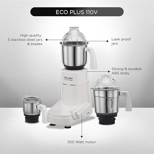 Preethi Eco Plus Mixer Grinder, White, Jar in Oman Whizz Stand