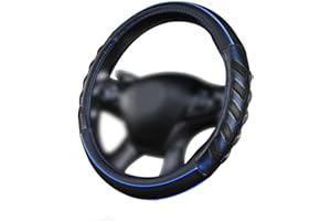 Flying Banner car Steering Wheel Cover Faux Leather Massage Universal fit 3D Honeycomb Hole Anti-Slip Sporty 15 Inches (Blue Black)