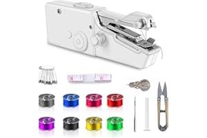 JYINKZF Handheld Sewing Machine, Portable and Easy-to-Use Mini Sewing Machine, Battery and USB Operated, Ideal for Beginners and Home Use - White