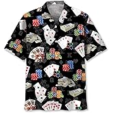 ArtlohaDVL Poker Hawaiian Shirts for Men - Mens Gambling Shirt, Casino Costume, Button Up Poker Shirt