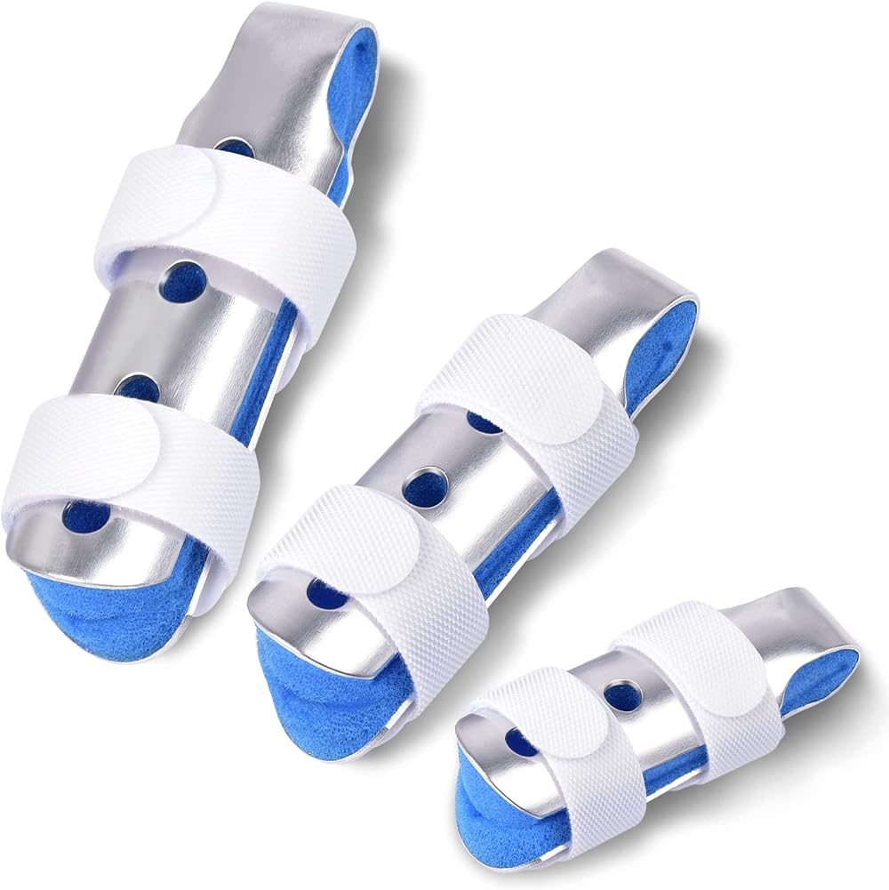 Sopito Finger Splints 3PCS Metal Aluminum Breathable Adjustable Blue