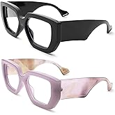 Hycredi Thick Frame Blue Light Glasses for Women Men Fashion Oversized Square Computer Gaming Eyeglasses with Clear Lens