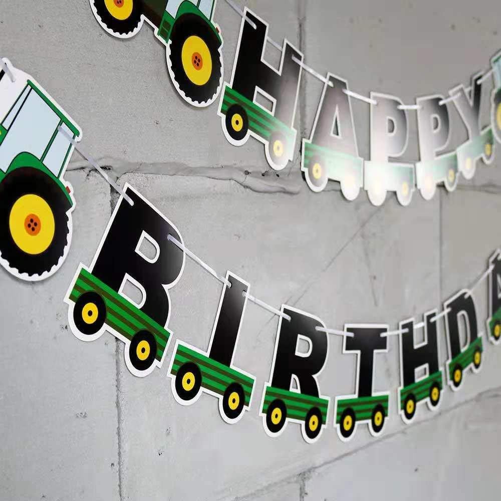 Tractor Themed Birthday Banner, Baby Shower Party Decoration, Green, 139.7 cm x 12.19 cm - Image 3