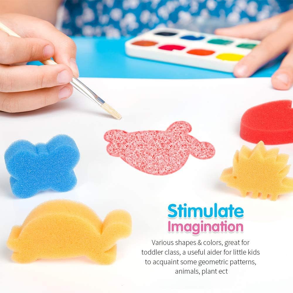 Flower Pattern Brush for Kids Toddlers Early Learning 47Pcs Kids Sponge Painting Brushes Kits,Washable Foam Painting Brushes Art Crafts Brush
