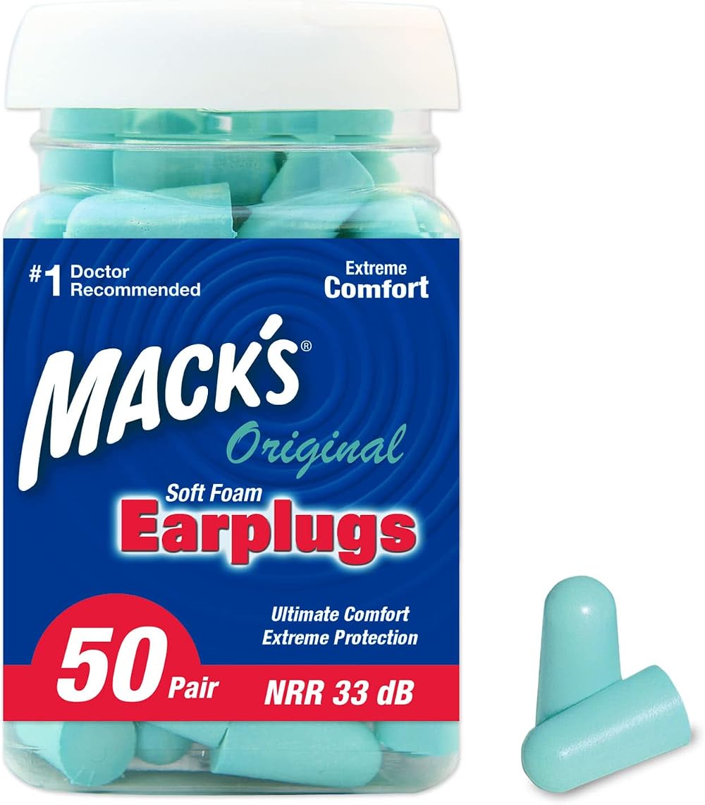 Mack's Ear Care Original Soft Foam Earplugs Pack of 50 Pairs 29 dB NR