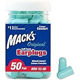 Mack's Original Soft Foam Earplugs, 50 Pair - 33dB Highest NRR, Comfortable Ear Plugs for Sleeping, Snoring, Work, Travel & L