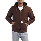 TUAOVA Men's Loose Fit Quilted Flannel Lined Workwear Waterproof Active Jacket Hooded Work Coat