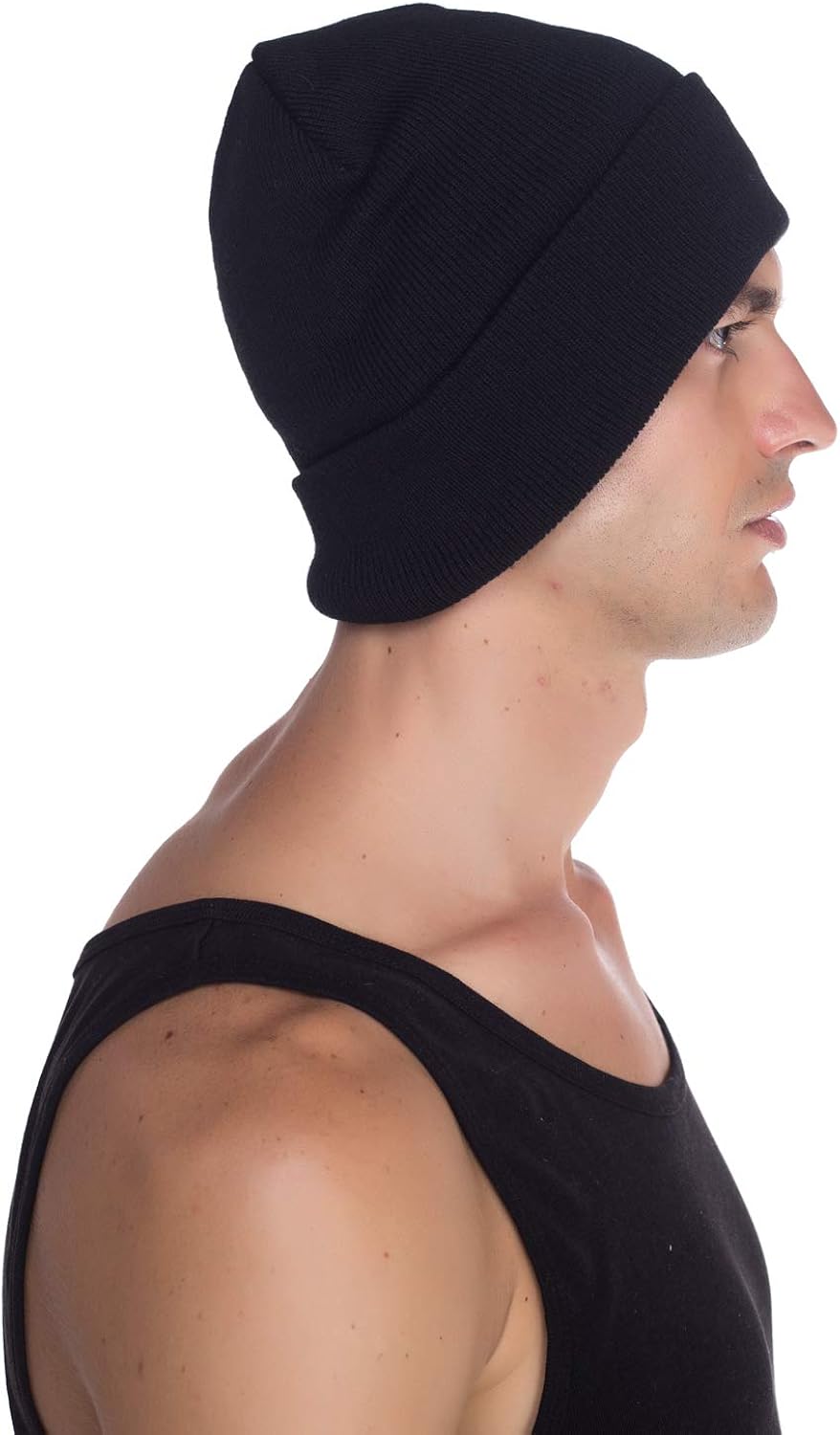 Top Level Unisex Cuffed Plain Skull Beanie Toboggan Knit Hat/Cap, Blk at  Men’s Clothing store