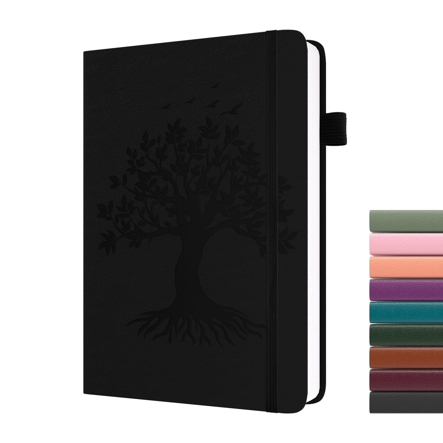 Dzhzal Tree of Life Lined Journal Notebooks, A5 College Ruled 120gsm Thick Journals 365 Pages, Leather Hardcover Journaling for Women Men Writing Notebook with Pen Loop and Inner Pocket