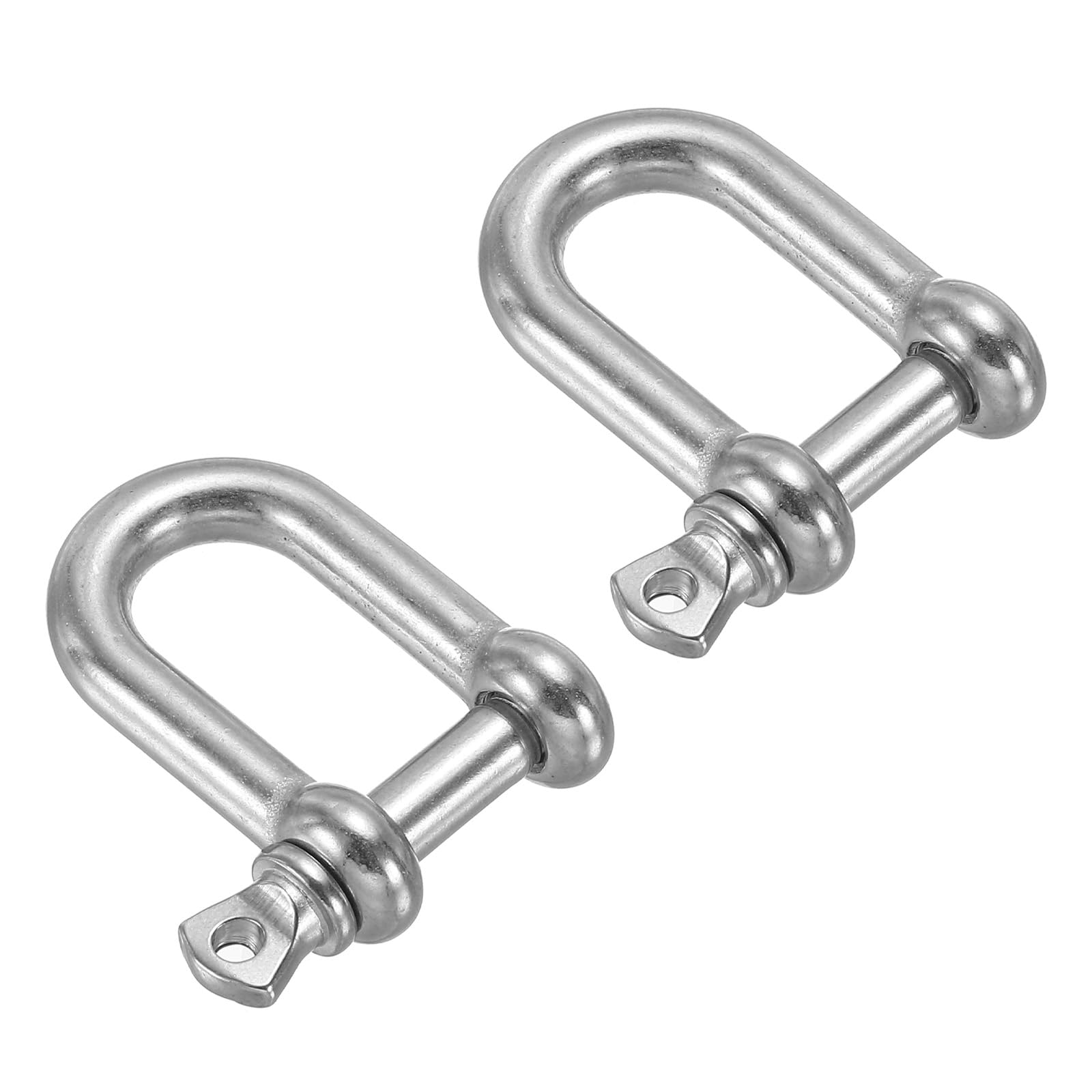 PATIKIL D-Ring Shackles, 2Pcs 13/32 Inch Inner Width Stainless Steel U Type Fob Key Hook Small Bow Shackle for DIY Craft Leather Replacement