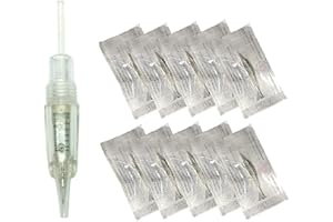 Pinkiou 3RL Disposable Permanent Makeup Pigment Cartridges Stainless Steel Sterile Needles for Eyebrow Tattoo Machine Pen (Pack of 10)