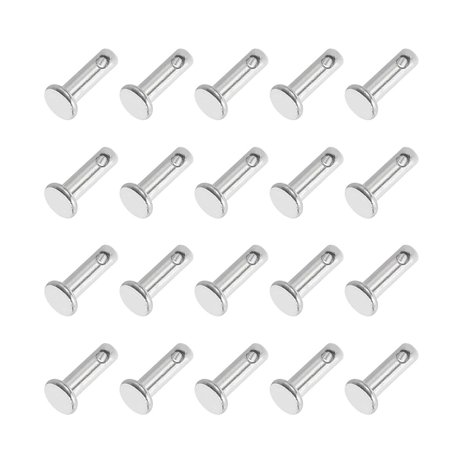 PATIKIL 3 x 10 Mm Single Hole Clevis Pins, 20 Pcs 304 Stainless Steel Flat Head Pin for Hitch Pin Lock Link Hinge Systems, Silver