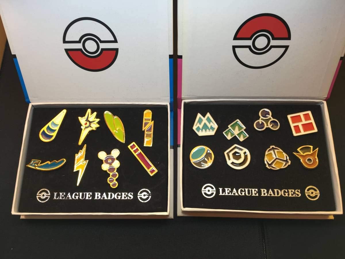 Amazon ポケモン ポケットモンスター ジムバッジ 6箱セット まとめ売り 四天王 コスプレ グッズ コレクション 地方 赤 緑 青 ピカチュウ 版 おもちゃ ホビー