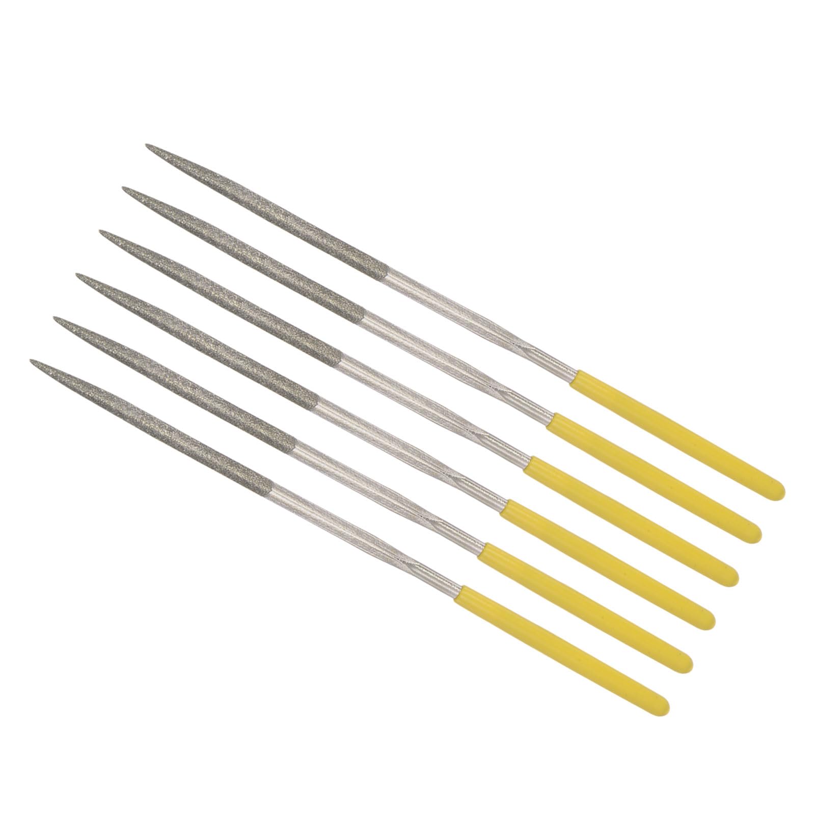 CoCud Diamond Coated Needle File, | 3mm Shank 140mm Length|, Diamond Triangular Files Sharpening Tool - (Applications: for Metal Glass Stone), 6-Pieces