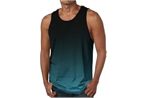 lcziwo Men's Gym Tank Tops Gradient Workout Casual Shirt Summer Sleeveless Athletic Muscle Shirts Beach Vacation Tshirts