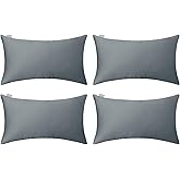 4-Pack 100% Cotton Lumbar Comfortable Solid Decorative Throw Pillow Case,Thmyo Rectangle Cushion Cover Pillowcase Sublimation Blank Pillow Covers DIY Throw Pillowcase(12x20inch/30x50cm, Dark Grey)