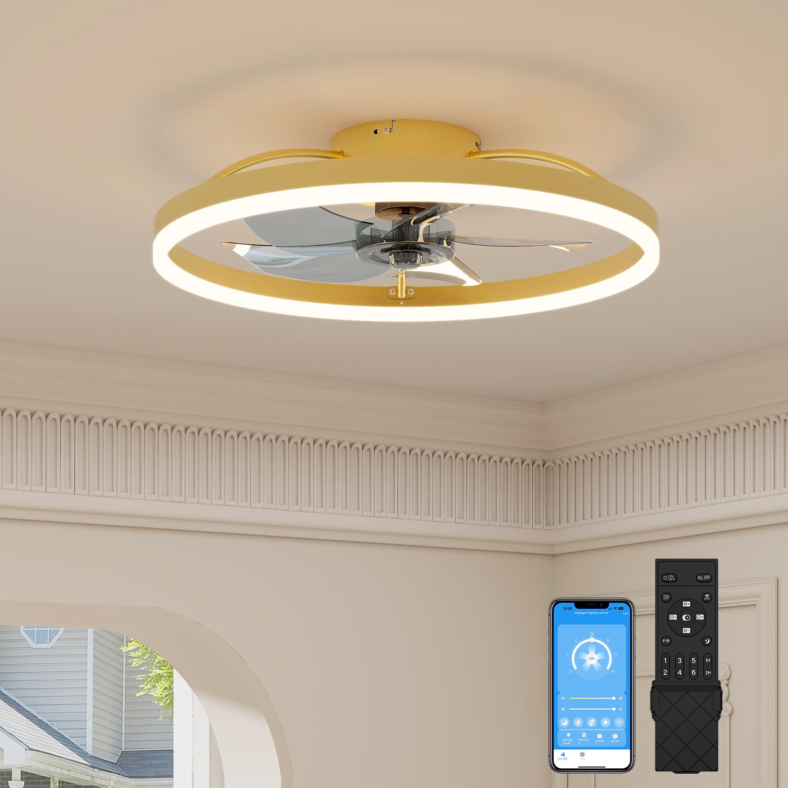 KZT Ceiling Fan With Light LED Ceiling Lamp With Fan And