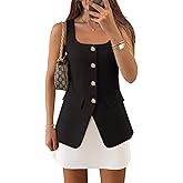 ZESICA 2026 Summer Casual Sleeveless Suit Vest for Women Square Neck Button Down Work Business Blazer Vests Waistcoat