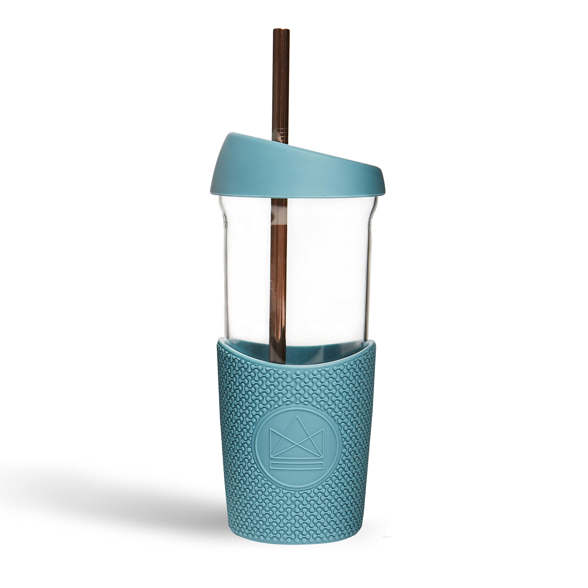 Neon Kactus Smoothie Cup | Travel Glass Cups with Lids and Straws | Smoothie Glass with Metal Straw, 2 Silicone Seal Lids & 1 Sleeve | Reusable, Leakproof, Food Grade, Non-Slip | Super Sonic, 20oz