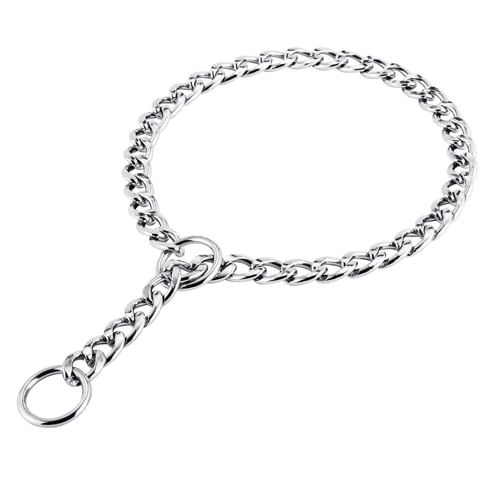 PETTOM Choke Chain Dog Collar Strong Dog Chain Collars for Small Dogs/ No Pull Iron Metal Dog Check Chain Collar for Outdoor Training - S Diameter 3.0mm Length 55cm