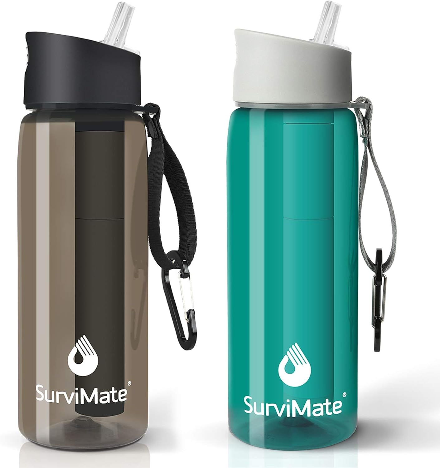 SurviMate Purified Water Bottle for Camping, Hiking, Backpacking and Travel, BPA Free with 4-Stage Intergrated Filter Straw (blackteal) : Sports & Outdoors