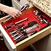 KMN Home DrawerDecor Customizable Organizer, Drawer and Shelf Cabinet Liners, Non Slip and Easy Clean, Deluxe Starter Kit, 16 Piece - Red