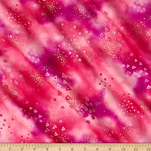 Clothworks 0420849 Laurel Burch Basic Glitter Metallic Quilt Fabric By The Yard, Pink
