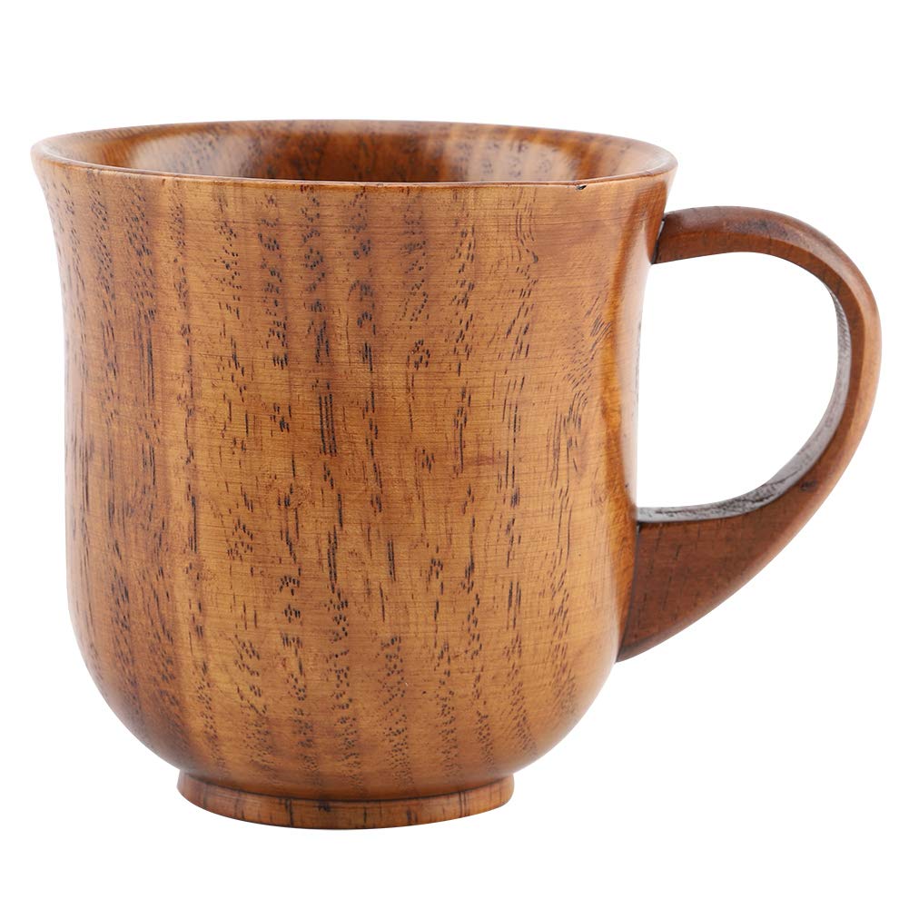 Wood Cup Wooden Mug with Handle Wooden for Drinking Tea Coffee Wine Beer Hot Drinks Milk(#2)