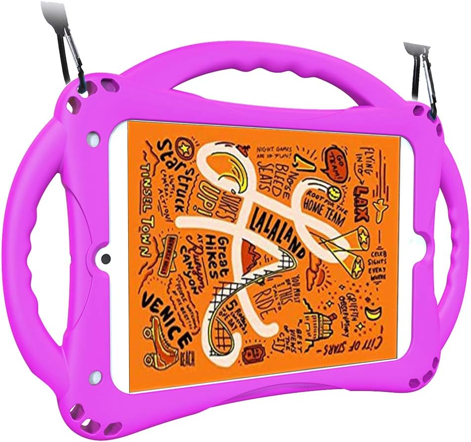 iPad Mini 5 Case for Kids,TopEsct Premium Silicone Shockproof Handle Stand Case Cover for iPad Mini 5(2019) and iPad Mini 4 (Purple)