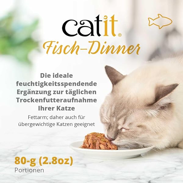 CATIT FISH DINNER WITH WHITEFISH & PUMPKIN – HYDRATING AND HEALTHY WET CAT FOOD FOR CATS OF ALL AGES