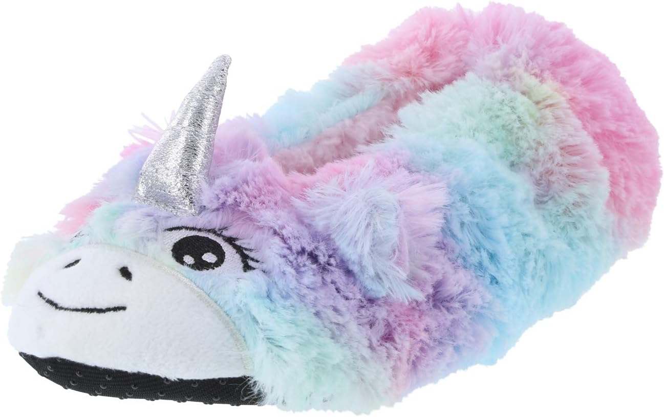 Women's Slipper Socks Furry Critter (7.5-9, Rainbow Unicorn)