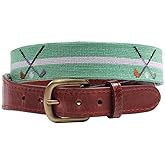 Crossed Clubs Needlepoint Belt in Mint by Smathers & Branson