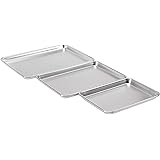 AmazonCommercial Aluminum Baking Sheet Pan Set, Includes 1/4 Sheet, Jelly Roll, and Half Sheet, Pack of 3