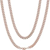 ChainsHouse Copper Cuban Chain Necklace for Men Women, 18K Gold/Black/Rose Gold Plated Miami Curb Chains,18" 20" 22" 24" 26" 28" 30" Length,4mm/7mm Wide,Send Gift Box