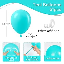 Teal Balloons 12 inch, Turquoise Latex Balloons