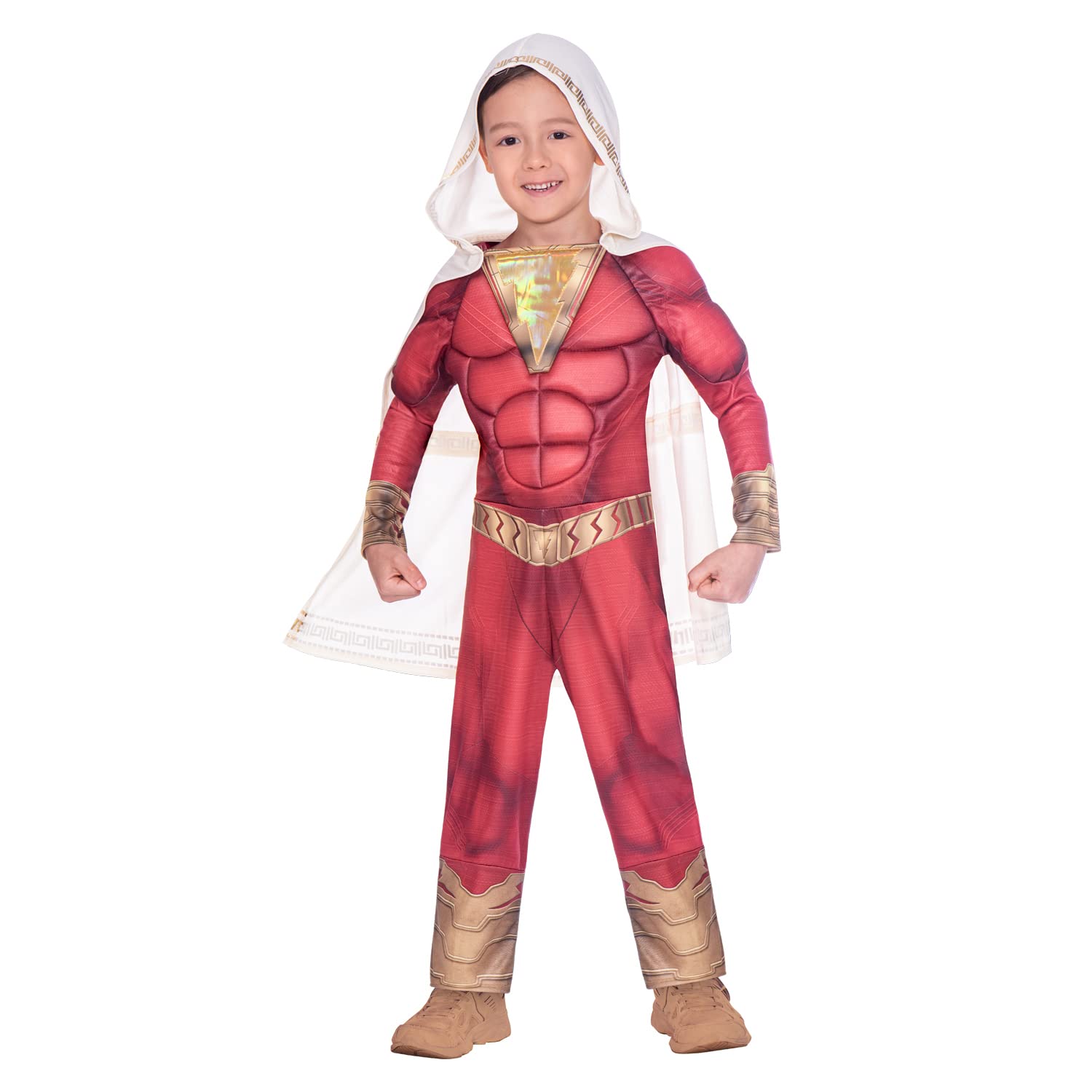 Amscan 9906136 - Kids Official Warner Bros DC Comics Shazam! Boys Fancy Dress Muscle Costume Age: 6-8 Yrs