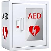 NLShan AED Cabinet Wall Mount: Steel Defibrillator Storage Case with PVC Clear Window and Handle - for Hospitals/Schools/Offices (14.2" Wx7.9 Dx15.8 H)