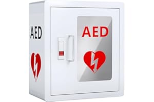 NLShan AED Cabinet Wall Mount: Steel Defibrillator Storage Case with PVC Clear Window and Handle - for Hospitals/Schools/Offices (14.2" Wx7.9 Dx15.8 H)