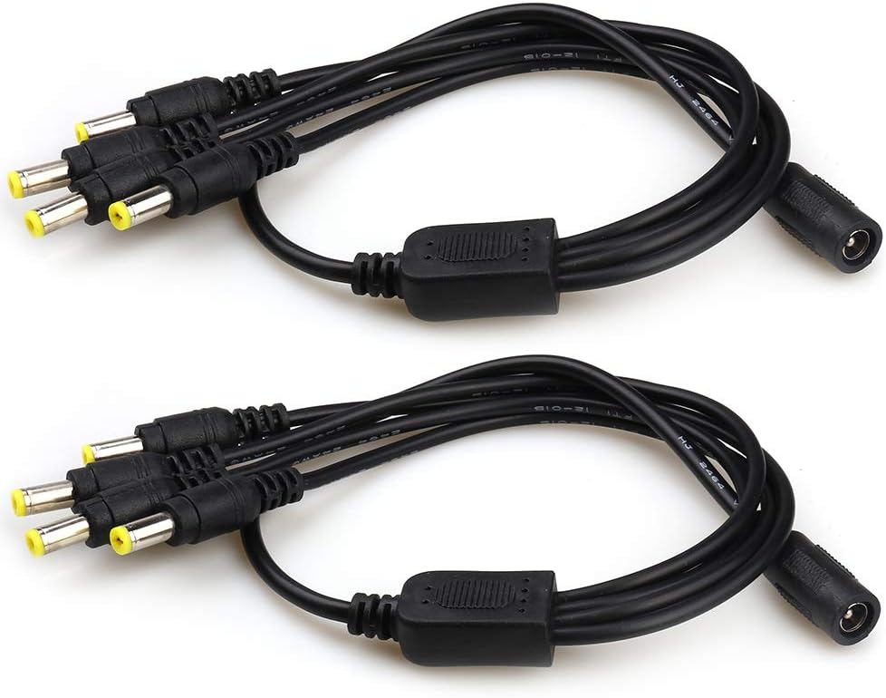 LEOU DC power cable, 1 female to 4 Male 5.5mm X 2.1mm camera splitter cable - Image 4