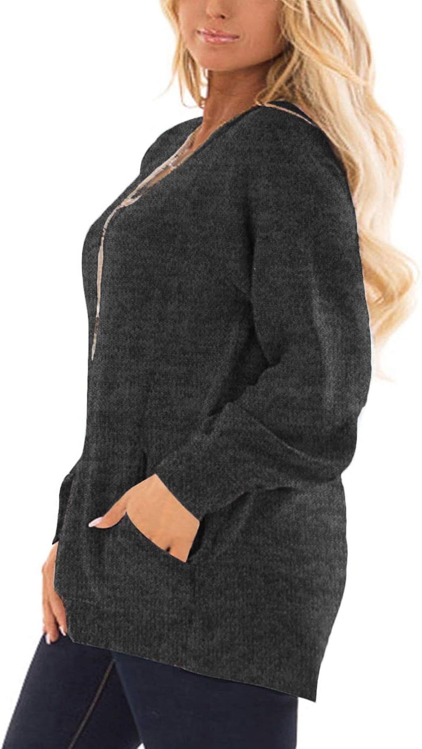 DOLNINE Women's Plus Size Sweatshirts Color Block Long Sleeve Pocket Shirts Tops at  Women’s Clothing store