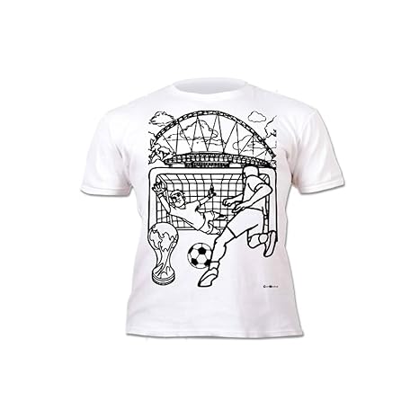 Kinder T-Shirt Jungen Fussball. Zum Bemalen und Ausmalen mit Vordruck. Mitgeliefert 6 auswaschbare Magic - Malstifte. Kinderg