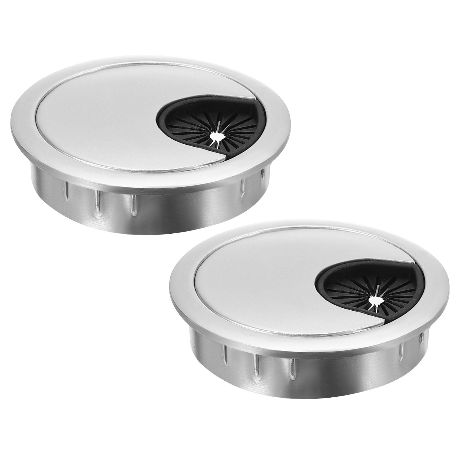 PATIKIL Cable Hole Cover, 2pcs 1.97inch/50mm Desk Wire Cord Cable Grommets Hole Cover for Office PC Desk Cable Organizer, Silver
