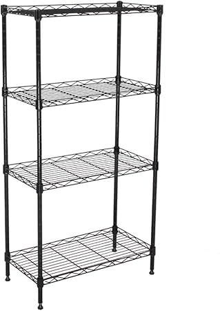 Qjghy 4 Shelf Shelving Unit Black Kitchen Shelf Bakers Rack Pantry Cabinet Pantry Organization And Storage Kitchen Tools Office Storage Cabinet Amazon Co Uk Kitchen Home