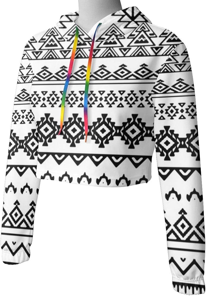 Print Letter Sleeve Long Womens Ethnic Tribal White Black
