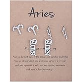 3 Pairs New Card Packaging Horoscope Zodiac Stud Earrings 12 Constellation Astrology 18K Gold Plated Little Ear Stud for Women Friendship Jewelry Gift