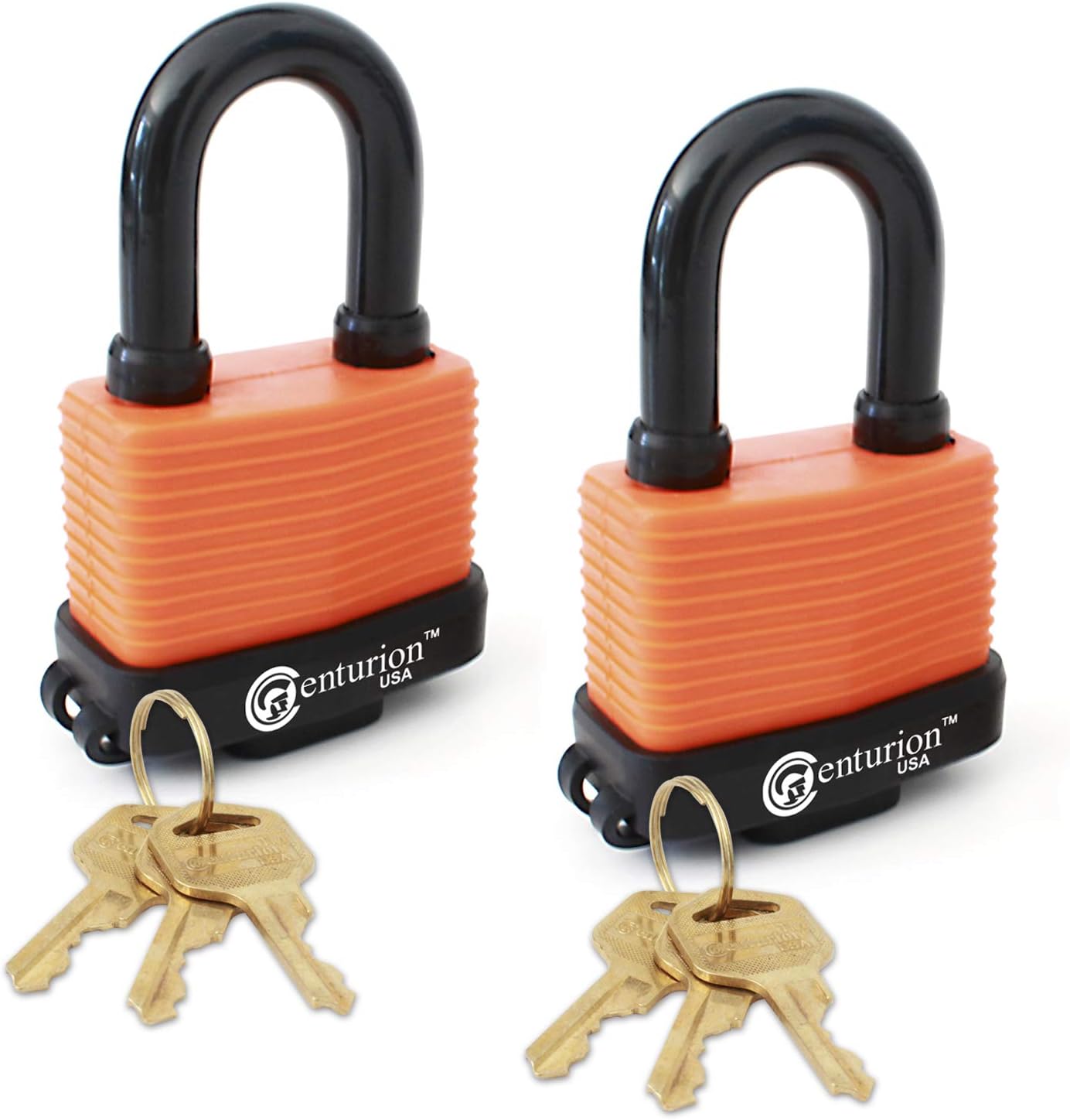 Centurion WPP Laminated Waterproof Padlock, Wide Body - Weather Resistant Outdoor Padlock, 3 Keys Included (50mm Set of 2)