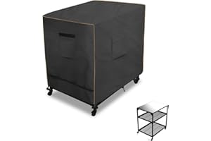 Bitubi Outdoor Pizza Oven Table Cover for Ooni Modular Table Medium,Heavy Duty Waterproof Stainless Steel Prep & Work Table Cover-32''L x 24''W x 36''H(Black)