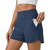 Sorfneo Womens Running Shorts 3.5", High Waisted Quick Dry Athletic Shorts with Pockets for Gym Yoga Workouts